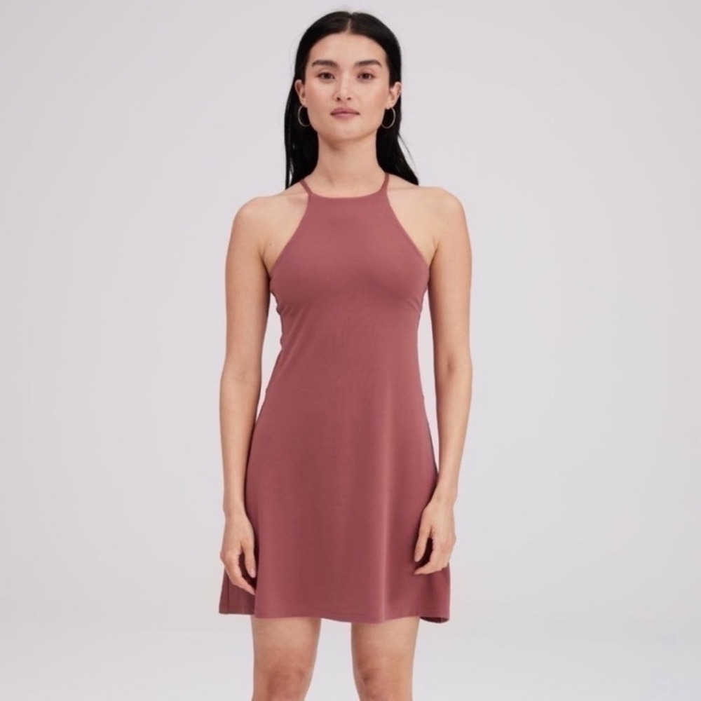 Girlfriend Collective Exercise Dress Mauve Mini Dress with Shorts